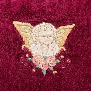 Fingertip Towel with Cherub Angel Appliqué